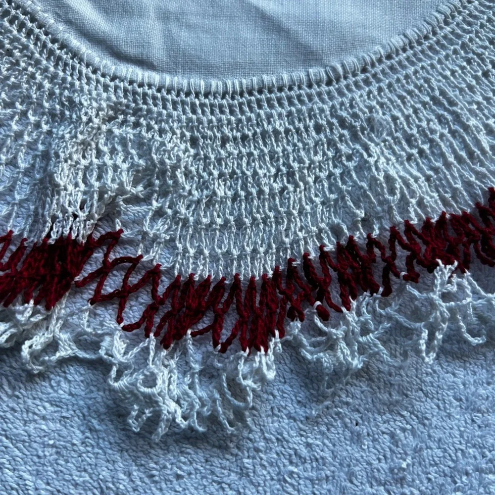 13in Vintage Handmade Crochet Linen Doilies Set of 4 Multi-Color Trim